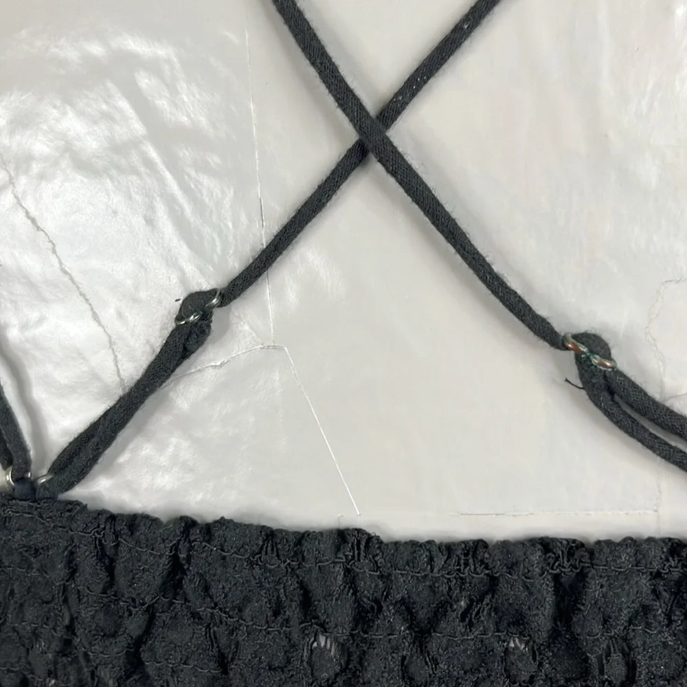 Free People Adella Bralette Lace Plunge V Neck Cross Back Coachella Stagecoach - Picture 5 of 7